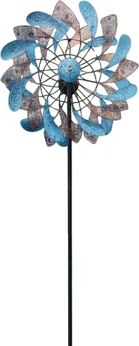 Vista 11 de Red Carpet Studios Windspinner decoración de jardín de metal giratorio de viento para patio con estaca de acero resistente a la intemperie, soportes