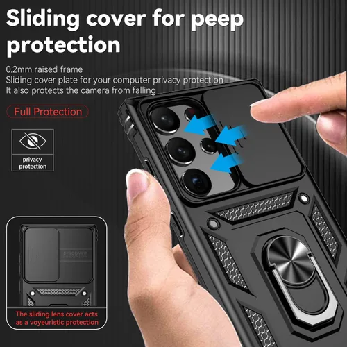 Vista 4 de Funda para S23 Ultra, con cubierta para cámara, [grado militar] 16 pies. Funda probada contra caídas con funda protectora magnética para Galaxy S23