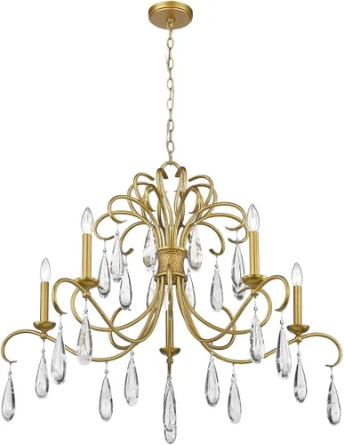 Vista 4 de Z-Lite Lámpara de araña Amara 3039-38GG, 5 luces, 300 vatios en total, oro dorado