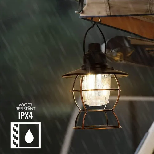Vista 5 de Linterna LED vintage, linterna de ferrocarril recargable por USB, linterna portátil impermeable para campamento al aire libre, linterna de mesa