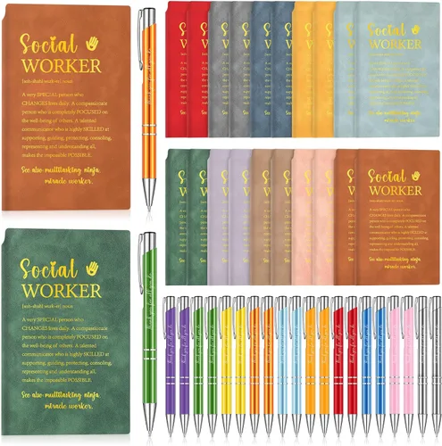 Vista 12 de Colarr 40 Piezas Regalos de Agradecimiento para Empleados de Navidad al Por Mayor Cuaderno Inspiracional A6 Diario de Cuero PU Bolígrafo