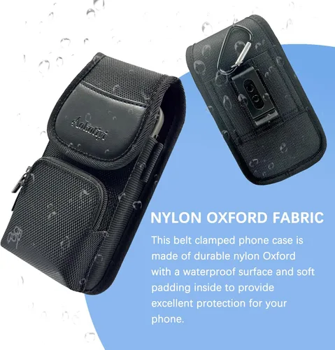 Vista 6 de Funda de nailon para teléfono con bolsillo con cremallera, bolsa de clip para cinturón para iPhone 17 16 15 14 Pro Max y Plus