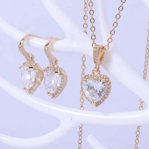 Vista 9 de Juego de joyas de cristal para boda nupcial con colgante de lágrima, collar y aretes colgantes para novia, damas de honor, madre de novia, fiesta