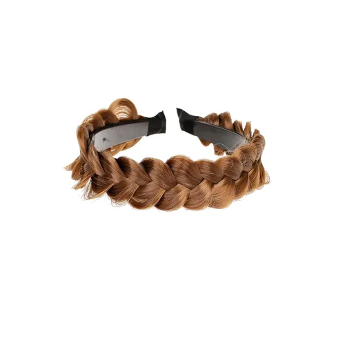 Vista 6 de Diadema trenzada de pelo sintético, aro de pelo clásico, grueso, ancho, trenzado, peluca de trenzas esponjosas, accesorio de belleza para mujeres