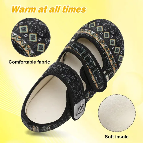 Vista 2 de LeIsfIt Pantuflas de casa para mujeres y hombres, pantuflas anchas para diabéticos, ajustables, zapatos de casa descalzos, calcetines suaves