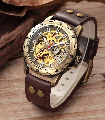 Vista 2 de Carrie Hughes Mens Watches Steampunk Vintage Bronze Automatic Watch Self-Wind Mechanical Watch for Men CH19