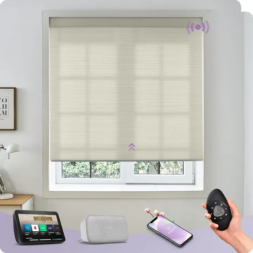 Vista 10 de Graywind - Persianas celulares opacas motorizadas, tamaño personalizado Persianas de panal inalámbricas compatibles con Alexa para dormitorios