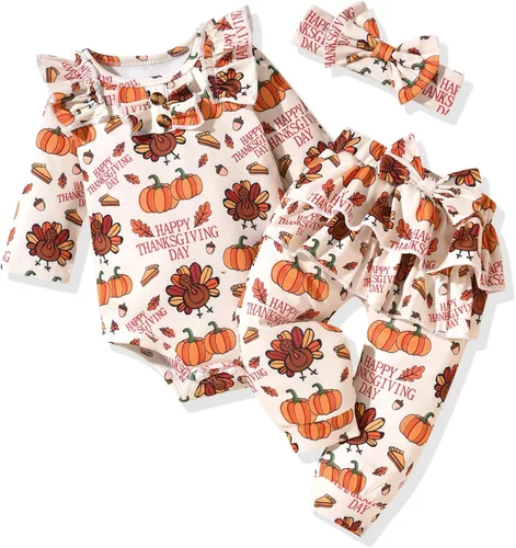 Vista 14 de Aalizzwell Conjunto de mameluco acanalado para bebés y niñas prematuros, para otoño e invierno Beige