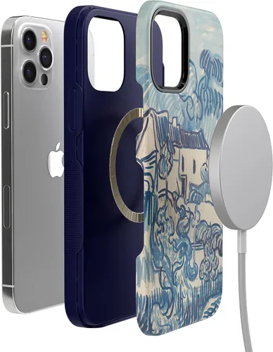 Vista 4 de Funda Casely para iPhone 12/12 Pro Paisaje de Van Gogh con Casas Diseño Protector Atrevido Compatible con MagSafe