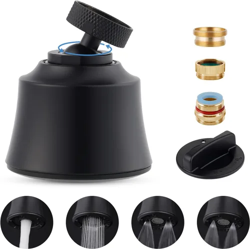 Vista 8 de Hygie Rinse Reemplazo de la cabeza del grifo del fregadero de cocina, accesorio rociador de 4 grifos rociadores con giro de ángulo grande, rosca