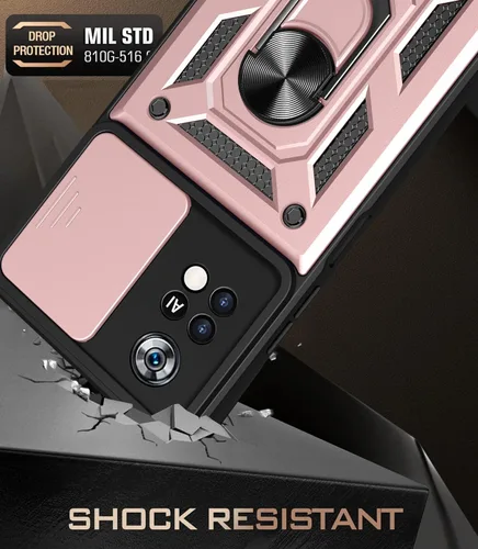 Vista 6 de Funda CCSmall para Xiaomi Poco M4 Pro 4G con cubierta deslizante para cámara SJ Negro Caja resistente de protección contra caídas de grado militar