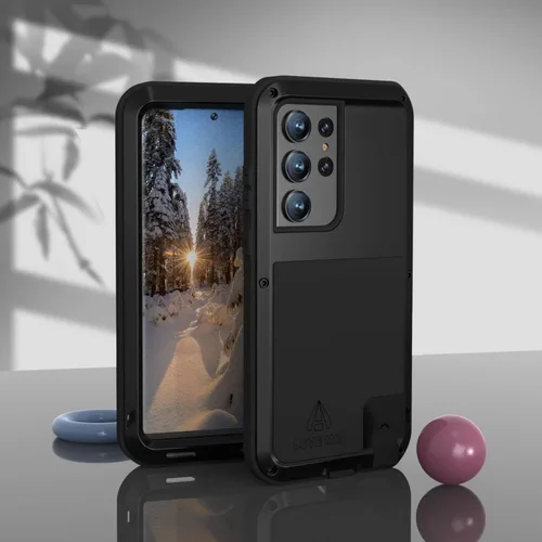 Vista 6 de LOVE MEI Funda militar resistente para Samsung Galaxy S23 Ultra, sin protector de pantalla de vidrio templado, a prueba de golpes, a prueba de Negro