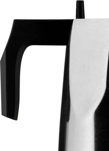 Vista 4 de Alessi MT18/6 "Ossidiana" - Cafetera de 6 tazas con mango de fundición de aluminio y perilla en resina termoplástica, color negro