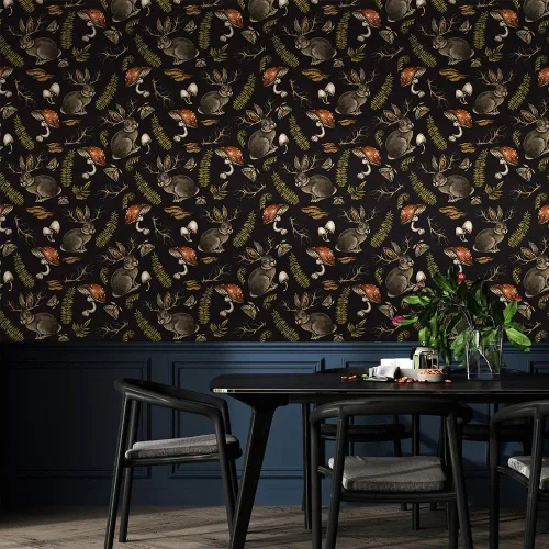 Vista 6 de MuralPeel Setas Conejos Animales Helecho Plantas Polilla Papel Pintado de Despegar y Pegar Autoadhesivo Extraíble Fácil de Despegar Adhesivo