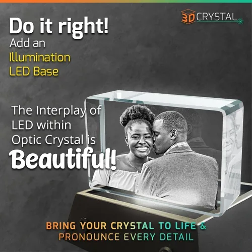 Vista 3 de Foto 3D personalizada grabada con láser en forma rectangular de cristal para cumpleaños, aniversario, regalos de boda, San Valentín, Navidad