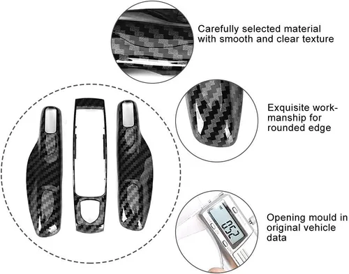 Vista 4 de Aramox Cubierta de llave remota, 3 unids/set ABS fibra de carbono llave de coche cubierta ajuste para Caimán/ , ajuste de llavero