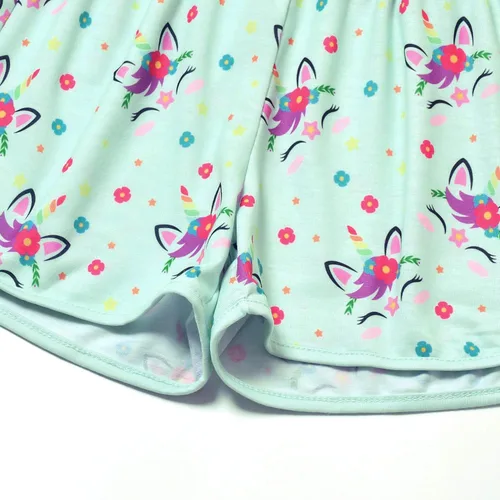 Vista 5 de QPANCY Pijamas a juego para niñas y muñecas de unicornio ropa de dormir de algodón de verano