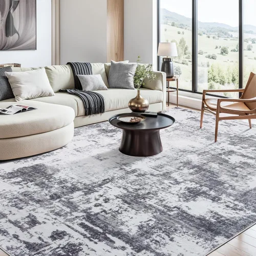 Vista 40 de Auemtyn Alfombra de área de 8 x 10 pies para sala de estar, alfombra lavable con parte trasera antideslizante, alfombra de pelo bajo para gris