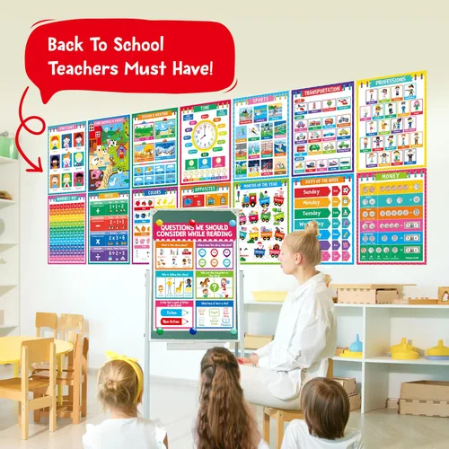 Vista 6 de Carteles educativos de aprendizaje para niños pequeños, 22 piezas
