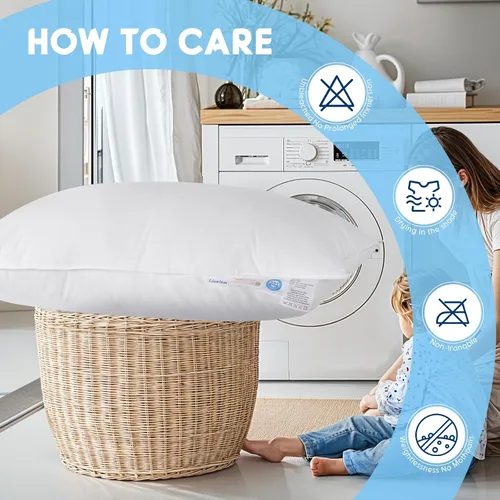 Vista 9 de Almohada de plumón de ganso blanco canadiense de lujo, tamaño estándar, 750+ potencia de relleno, funda de algodón de 800 hilos, almohadas de plumón