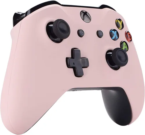 Vista 5 de eXtremeRate Soft Touch Cherry Blossoms Pink Top Shell Front Housing Faceplate Replacement Parts with Side Rails Panel for Xbox One X & One S