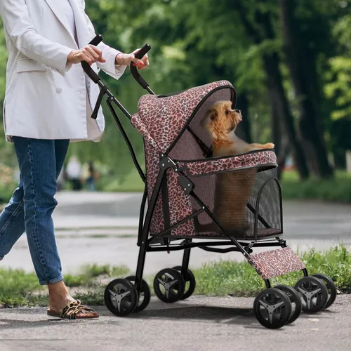 Vista 13 de Cochecito para mascotas para perros y gatos pequeños, 10-22 libras, almacenamiento trasero, negro