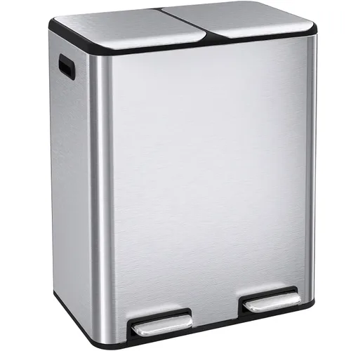Vista 10 de ComfyCorner - Bote de basura de 16 galones (2 x 30 L) doble, bote de basura de cocina de acero inoxidable, papelera de reciclaje con caja de control
