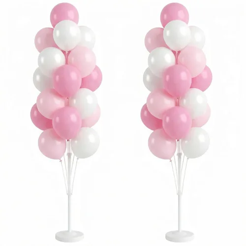 Vista 14 de Hiins Juego de 2 globos de confeti para árbol con base, decoración de poste para fiesta Bee Lemon,Wedding Baby Shower Party Decor,Includes a base