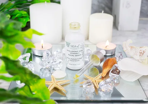 Vista 6 de Sea-el Suero facial con ácido hialurónico y vitamina C, hidratación reafirmante y resplandor, hidratante facial antienvejecimiento, cuidado diario