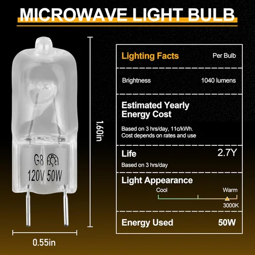 Vista 2 de 6912A40002J Lámpara de Microondas Bombilla halógena G8 120V 50W para LG