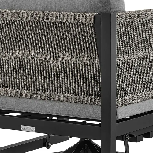 Vista 8 de Cuffay - Silla giratoria para patio al aire libre en aluminio negro con cojines grises
