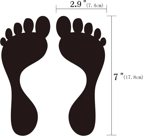 Vista 2 de 12 pares de 24 calcomanías negras para piso, 7 pulgadas Impermeable y autoadhesivo; decoración de fiestas, espacio de colas, orientación