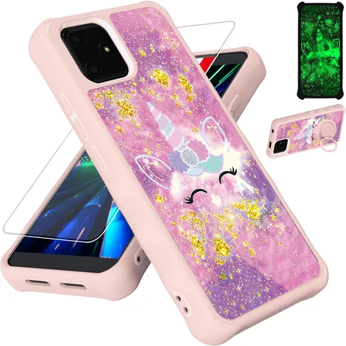 Vista 13 de jioeuinly JSF-DJS - Funda compatible con Nothing Phone 2a con protector de pantalla de vidrio templado, policarbonato duro + silicona suave, soporte