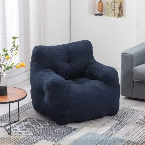 Vista 10 de anwickjeff Sillones puf, puf de relleno suave copetudo con relleno, sofá perezoso esponjoso, tumbona imperial gigante para dormitorio, sala de estar