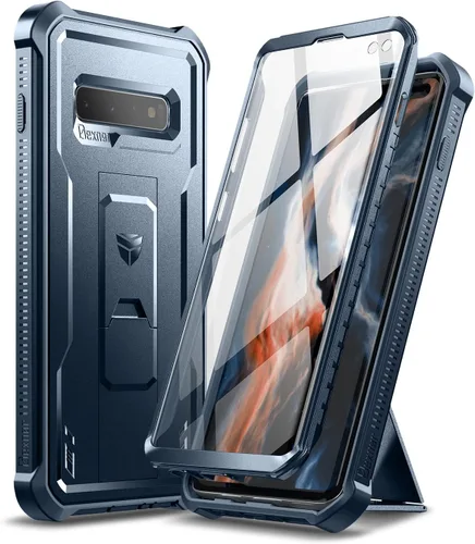 Vista 12 de Dexnor Funda para Samsung Galaxy S10+ Plus, [protector de pantalla y soporte integrados] Protección de grado militar resistente a prueba de golpes