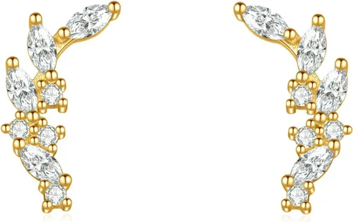 Vista 5 de Rnivida Aretes tipo dormilona de plata de ley 925, hipoalergénicos, pequeños aretes de circonita cúbica para mujer