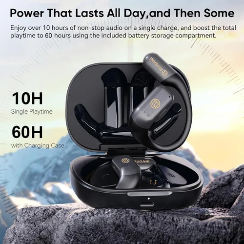 Vista 11 de BUGANI Auriculares de oreja abierta, auriculares inalámbricos Bluetooth 5.4 con tiempo de reproducción de 60 horas, micrófono con cancelación