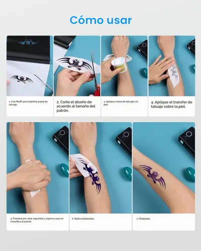 Vista 9 de Phomemo 35 hojas de papel para plantillas de tatuaje, papel de transferencia para tatuar, compatible con Itari M08F, TP81, TP83, A886, A887