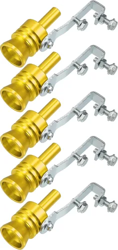 Vista 9 de X AUTOHAUX Silenciador de escape de sonido turbo universal de aleación de aluminio tamaño S, silbato para coche, tono dorado, 5 uds