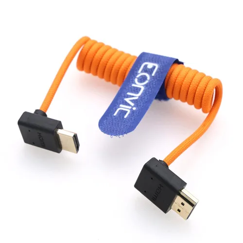 Vista 17 de 8K HDMI a abajo HDMI de alta velocidad negro en espiral trenzado cable para Sony A7S3 FX3 FX9 Canon C70 Z CAM E2 cámara Atomos Ninja V Shinobi Cable