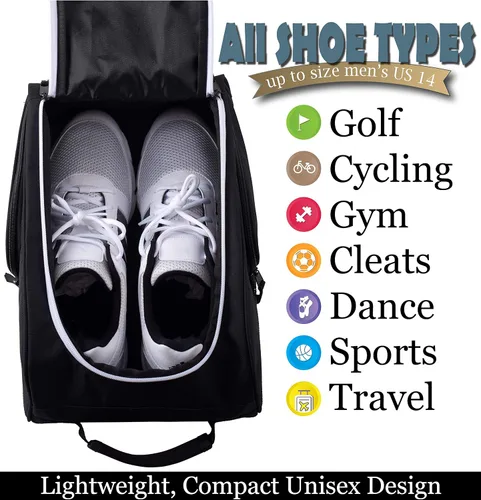 Vista 4 de Athletico Bolsa para zapatos de golf – Bolsas portadoras de zapatos con cremallera con ventilación y bolsillo exterior para calcetines, camisetas