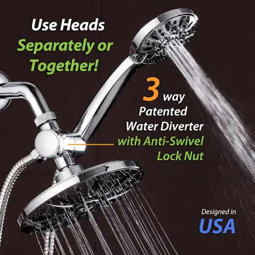 Vista 5 de AquaDance for California - Combo de lluvia de 3 vías de alta presión de 7 pulgadas para lo mejor de ambos mundos - Disfruta del lujoso cabezal