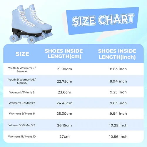 Vista 6 de Nattork Patines de ruedas para mujeres, para exteriores, interiores, cuatro ruedas, divertidos y modernos, para hombres, niñas y niños, color azul