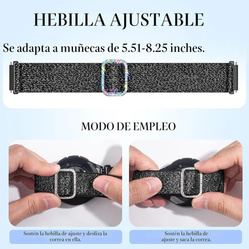 Vista 7 de LETOID Correas para Samsung Galaxy Watch para Mujeres, Correa de Nylon Elástica con Brillos Diseñada para Samsung Galaxy Watch 8/7/6/5/4/FE, Active