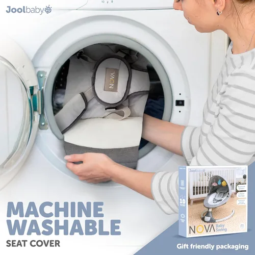 Vista 6 de Jool Baby Nova Swing para recién nacidos, columpio eléctrico motorizado para bebés, música Bluetooth, 10 melodías preestablecidas, control remoto