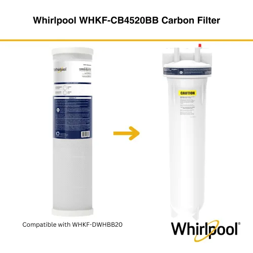 Vista 5 de Whirlpool Carcasa de filtro de agua para toda la casa de 20 x 4.5 pulgadas, sistema certificado NSF para filtro de carbono de sedimentos