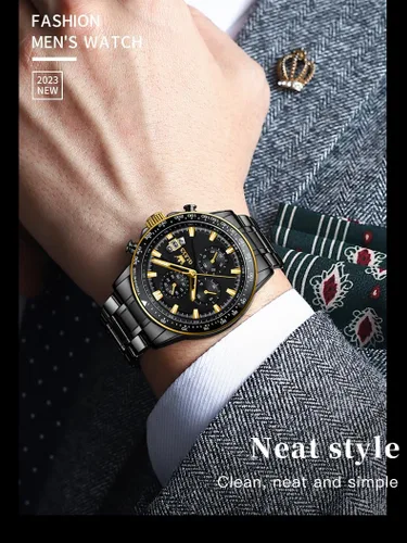 Vista 5 de OLEVS Watch for Men, Fashion Business Dress Mens Watches, Luminous Date Stainless Steel Waterproof Analog Two Tone Casual Quartz Wristwatch