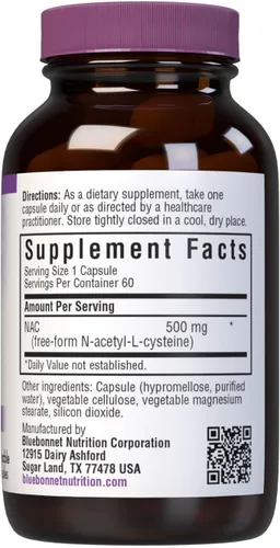 Vista 2 de Bluebonnet Cápsulas de vitamina NAC de 500 mg, 60