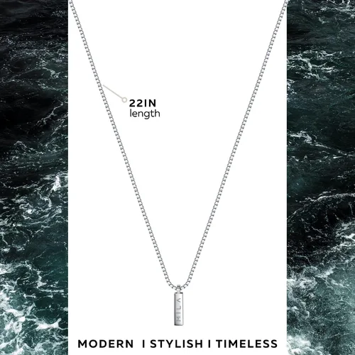 Vista 2 de Collar para hombre Collar con colgante en L Unisize L cadena de acero inoxidable para hombres y mujeres, collares geniales, cadena alternativa
