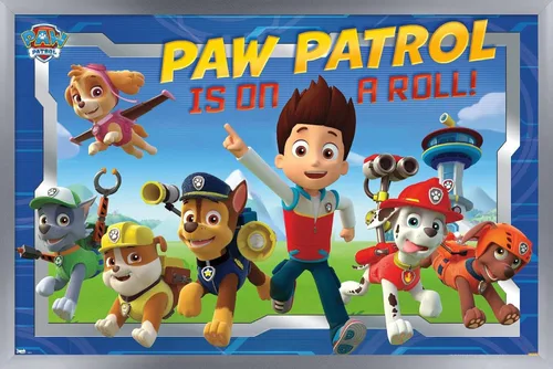 Vista 15 de Nickelodeon Paw Patrol - Póster de pared de tripulación, 22.4 pulgadas de largo x 14.7 pulgadas de ancho, versión enmarcada de madera de granero